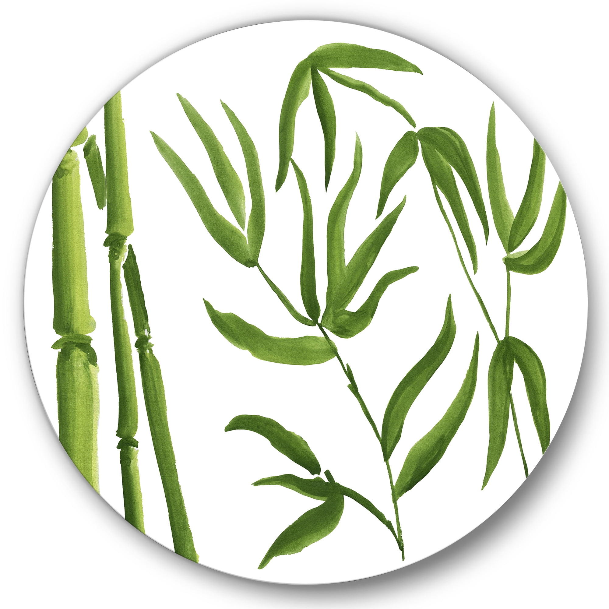 Designart 'The Forest of Bamboo Branches IV' Tropical Circle Metal Wall Art 29x29 - Disc of 29