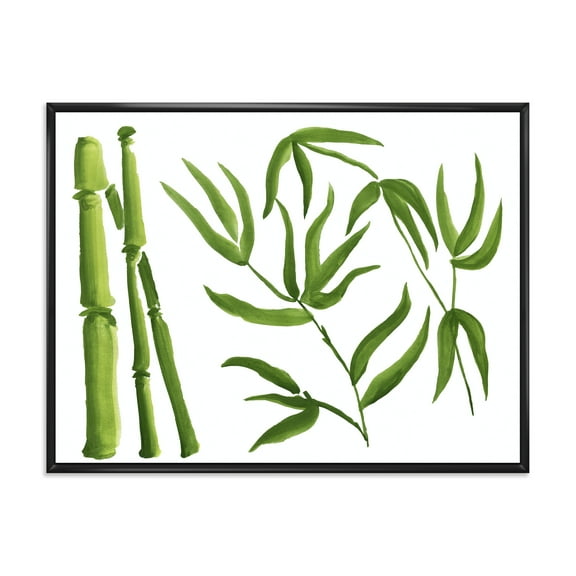 Designart 'The Forest of Bamboo Branches IV' Tropical Framed Canvas Wall Art Print