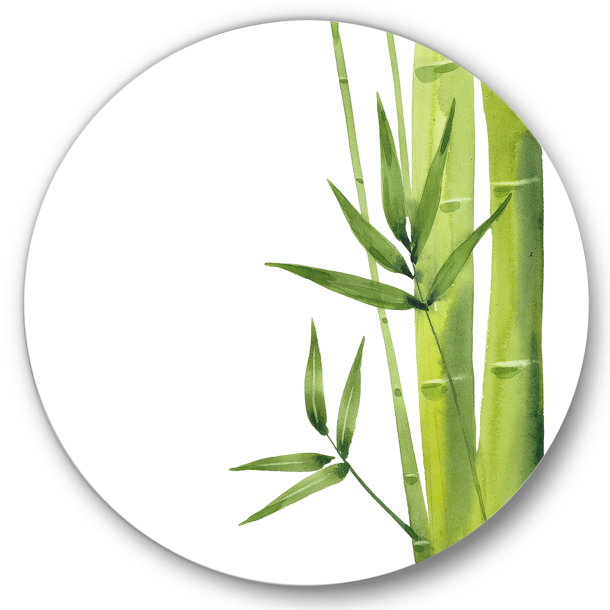 Designart 'The Forest of Bamboo Branches V' Tropical Circle Metal Wall Art 36x36 - Disc of 36