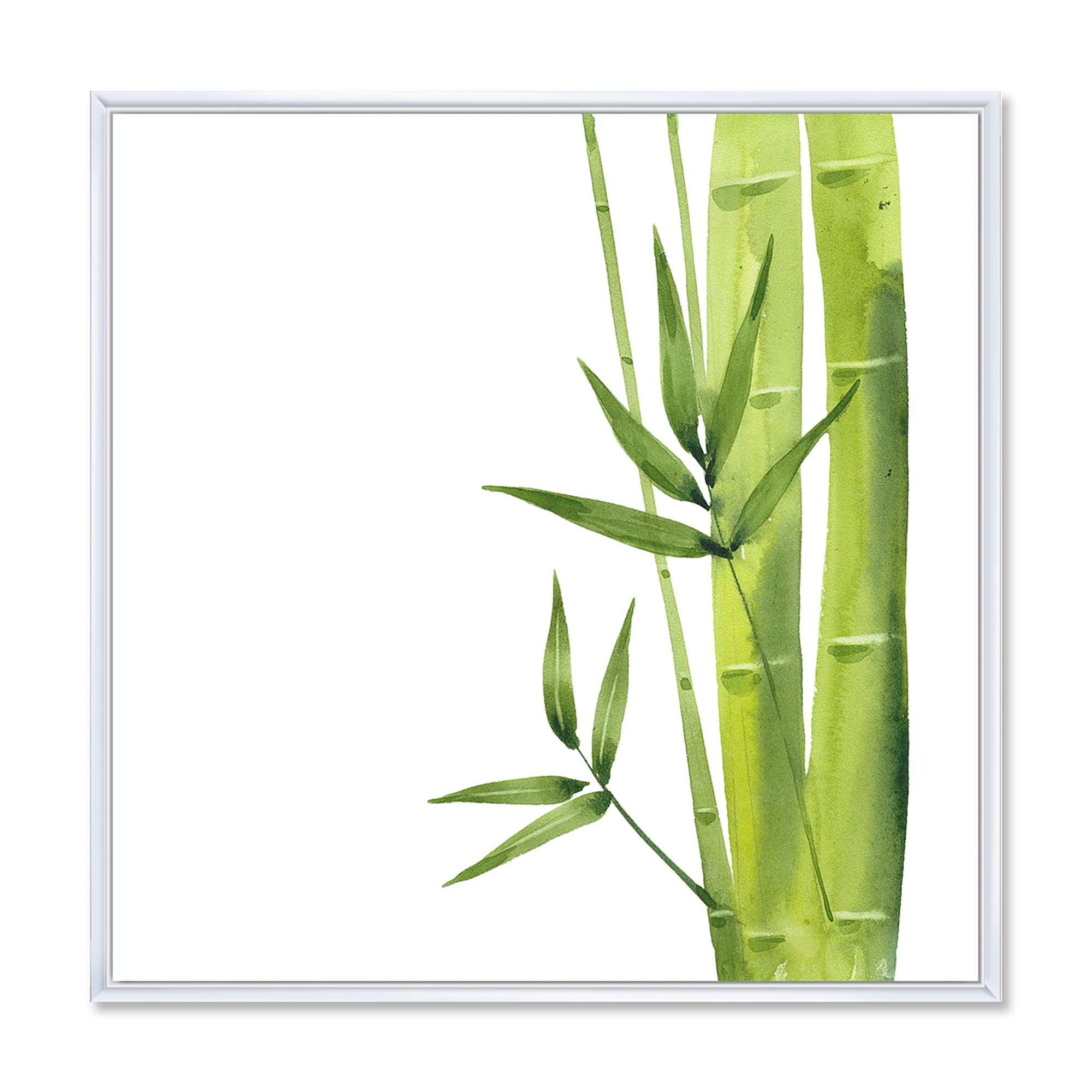 Designart 'The Forest of Bamboo Branches V' Tropical Framed Canvas Wall Art Print