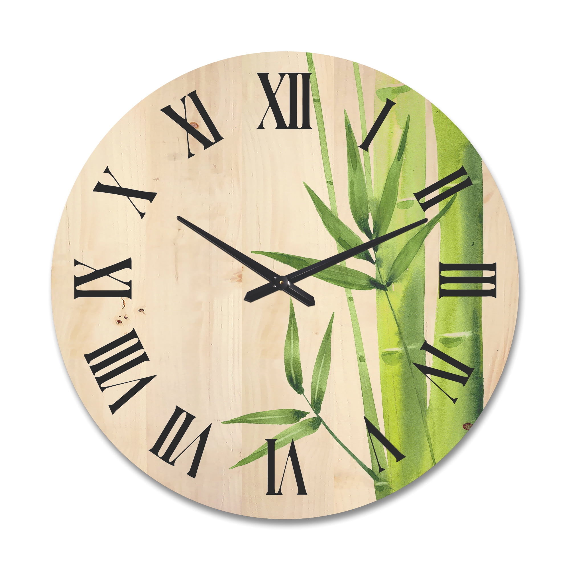 Designart 'The Forest of Bamboo Branches V' Tropical Wood Wall Clock
