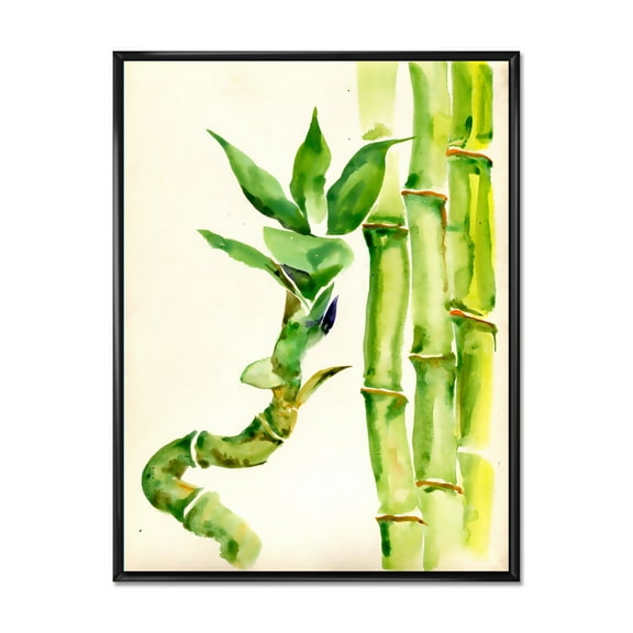 Designart 'The Forest of Bamboo Branches VI' Tropical Framed Canvas Wall Art Print