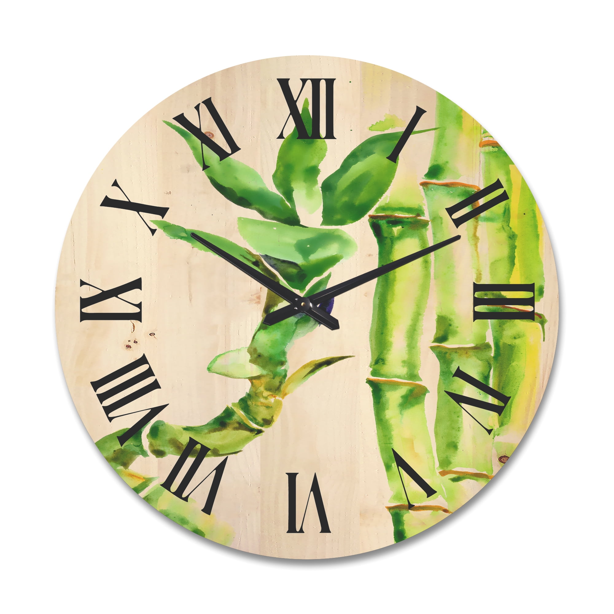 Designart 'The Forest of Bamboo Branches VI' Tropical Wood Wall Clock