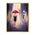 thumbnail image 1 of Designart 'The Girl With The Umbrella Walking In The Rain II' French Country Framed Canvas Wall Art Print, 1 of 5