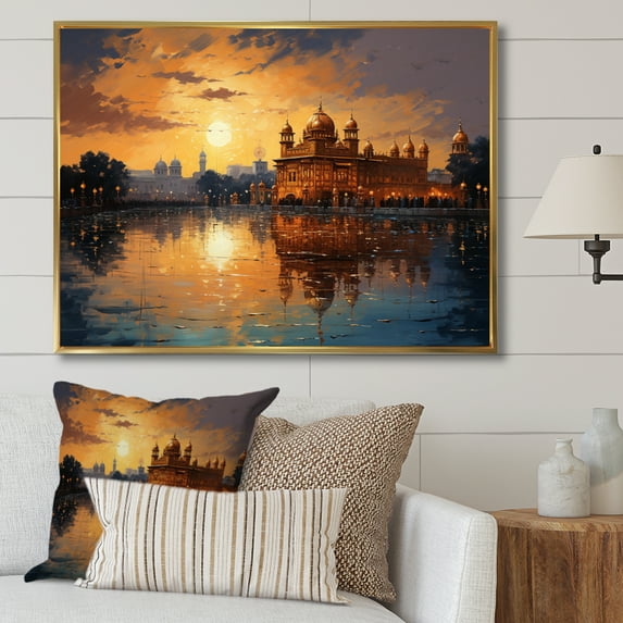 Designart "The Golden Temple of Hinduism II" Spiritual Floater Framed Canvas Print