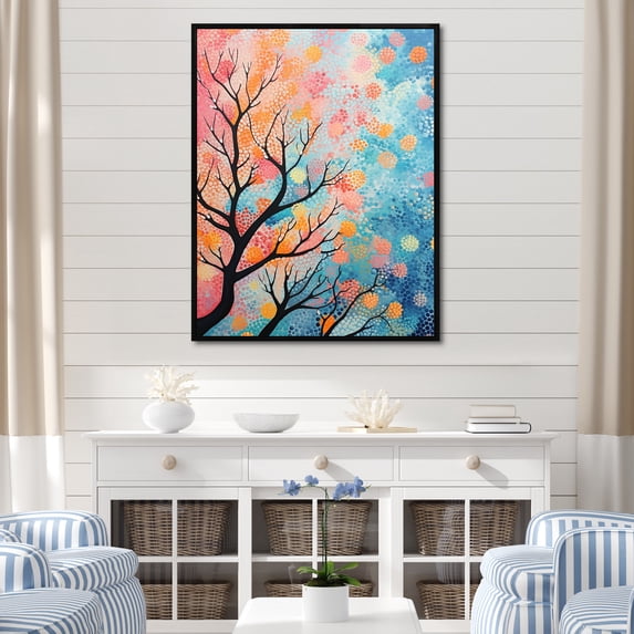 Designart "The Graceful Barrier Of The Coral Reef III" Coastal Coral Under Water Floater Framed Wall Art Prints