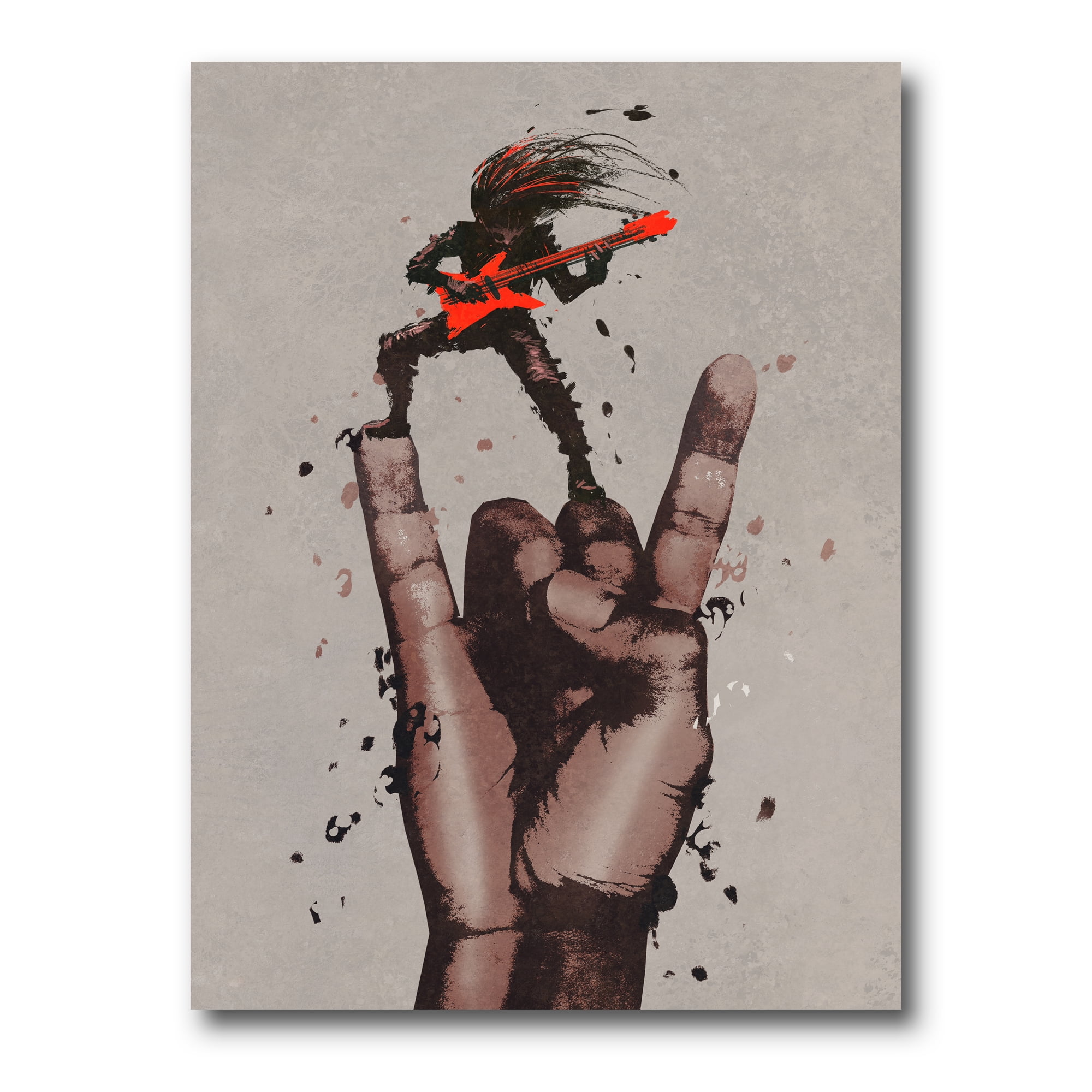Designart ' The Guitarist On Rock and Roll Sign ' Modern Canvas Wall Art Print