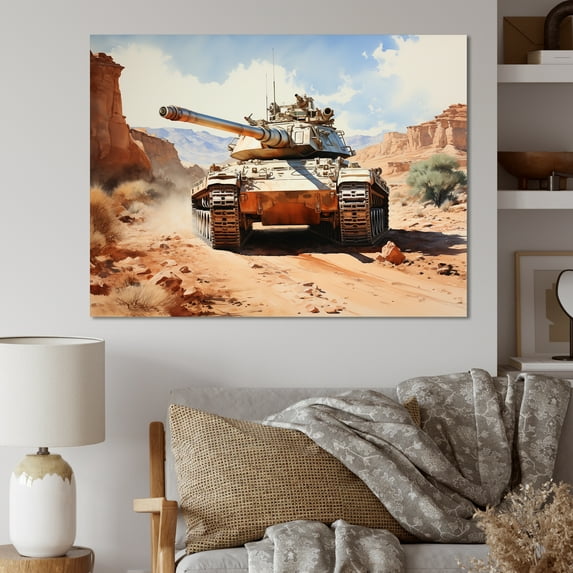 Designart "The Gulf War Desert A Tanks Dominance" Military Canvas Print