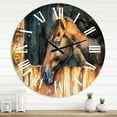 thumbnail image 1 of Designart 'The Head Of A Horse In Stable' Farmhouse Wall Clock, 1 of 5