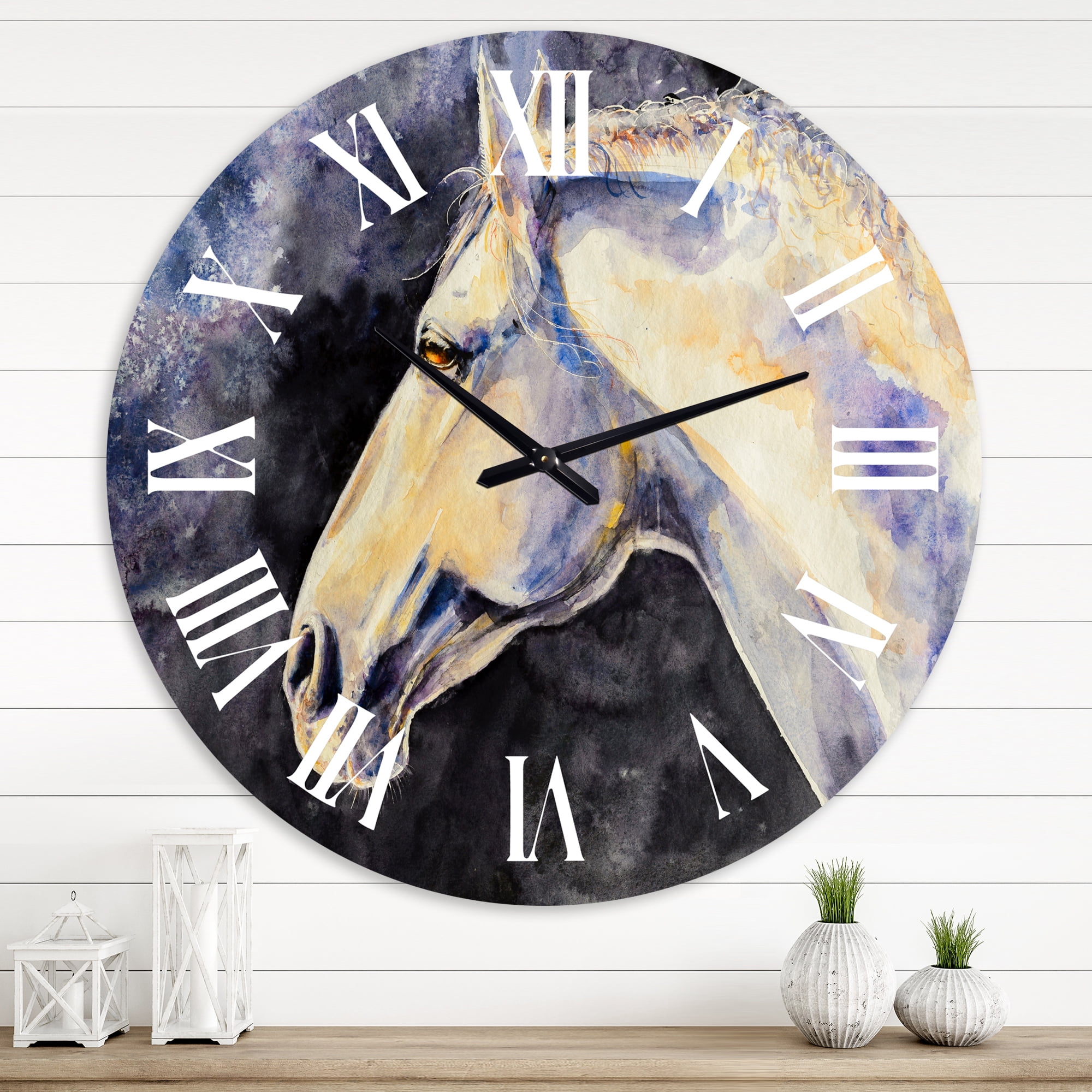 Designart 'The Head Of A Lipizzan Horse' Farmhouse Wall Clock