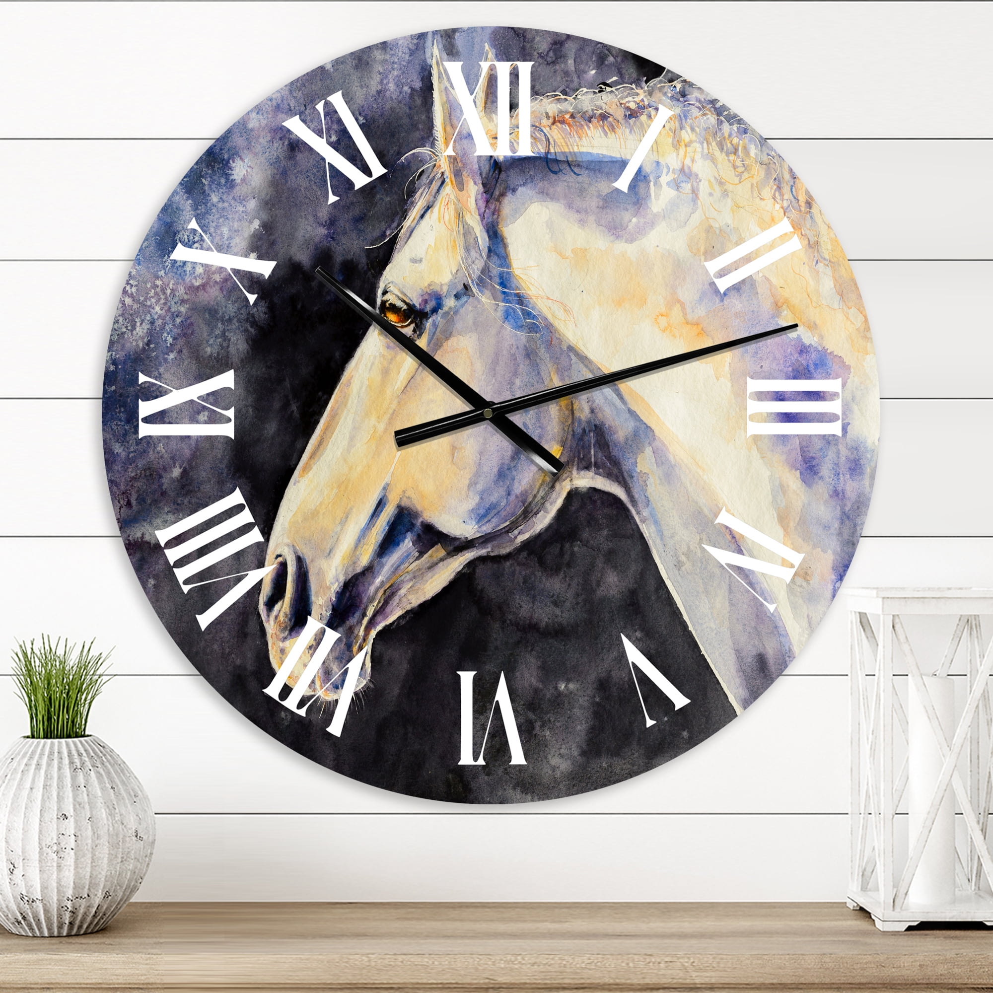 Designart 'The Head Of A Lipizzan Horse' Farmhouse Wall Clock