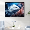 thumbnail image 1 of Designart "The Hidden Blue Fish In The Coral Haven" Coastal Coral Under Water Floater Framed Wall Decor, 1 of 5