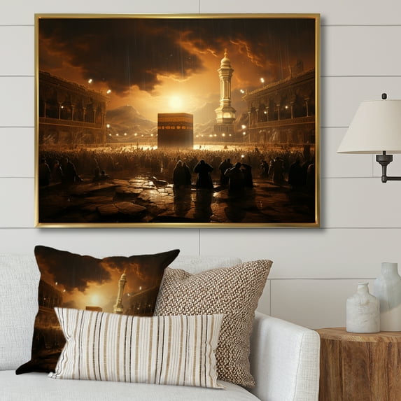 Designart "The Holy Islam painting II" Islamic Floater Framed Wall Art Print