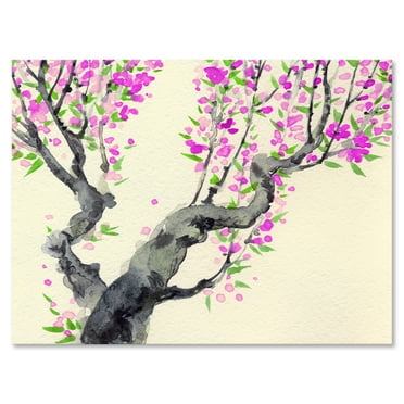 Designart ' The Japanese Tree With Purple Flowers On ' Traditional Canvas Wall Art Print