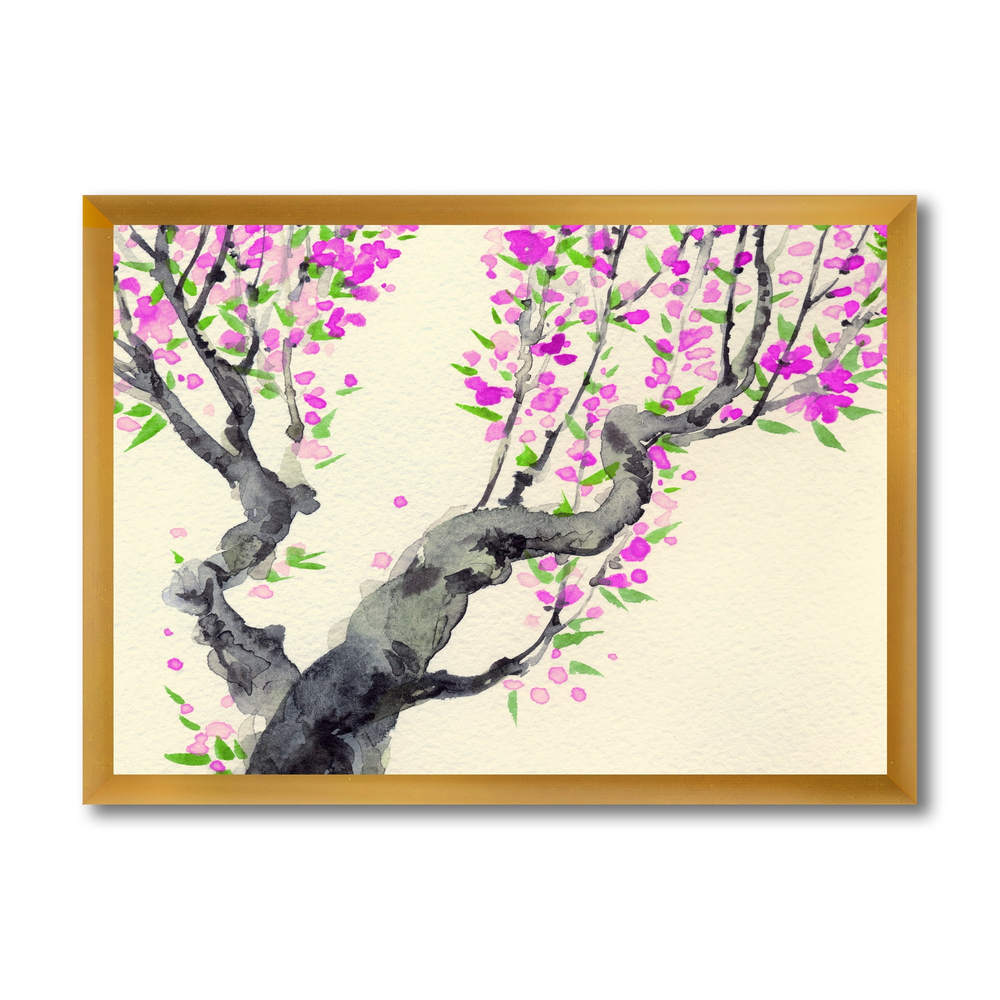 Designart 'The Japanese Tree With Purple Flowers On' Traditional Framed Art Print