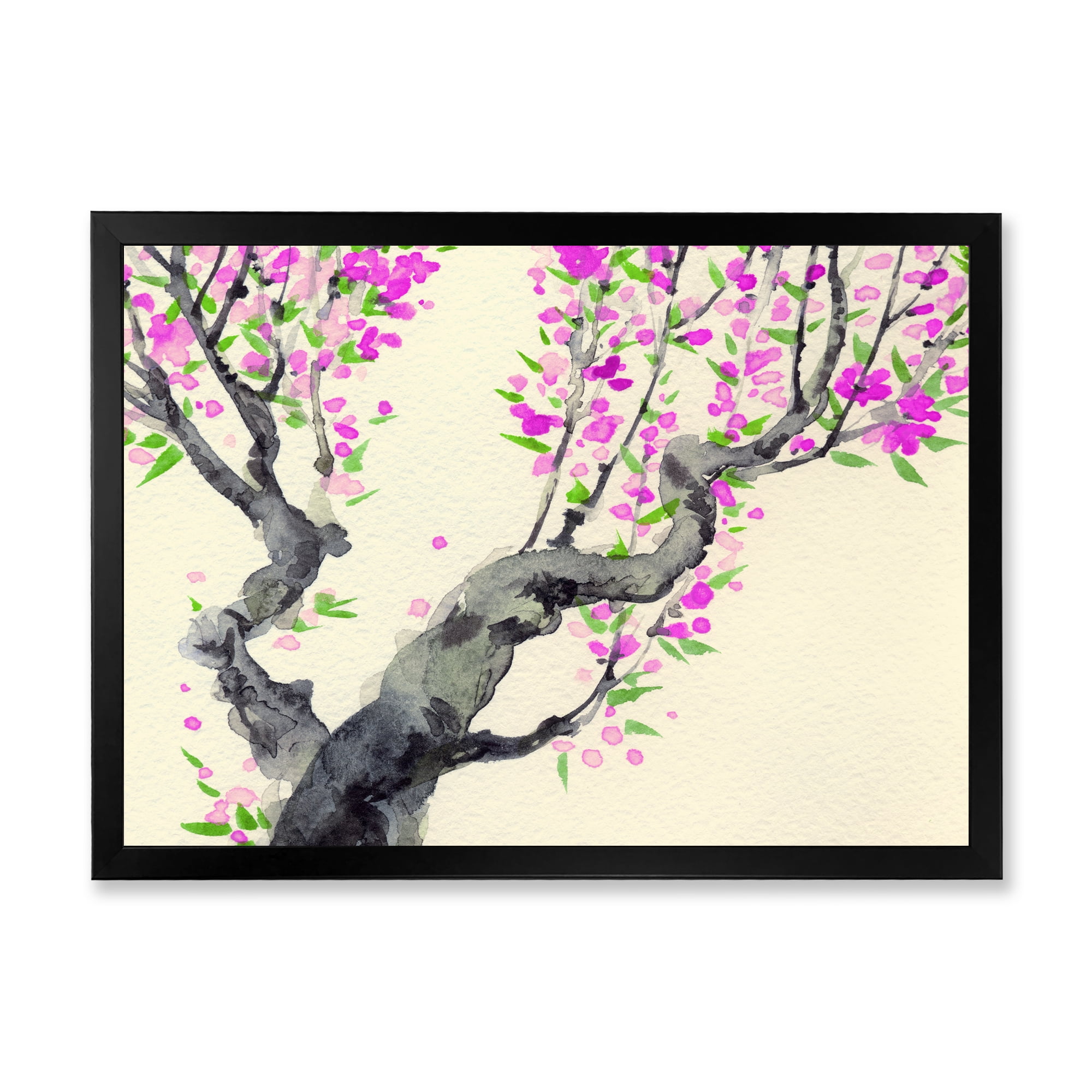 Designart 'The Japanese Tree With Purple Flowers On' Traditional Framed Art Print
