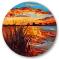 thumbnail image 1 of Designart 'The Lake At Sunset Evening Glow I' Nautical & Coastal Circle Metal Wall Art 36x36 - Disc of 36, 1 of 5
