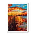 thumbnail image 1 of Designart 'The Lake At Sunset Evening Glow I' Nautical & Coastal Framed Art Print, 1 of 4