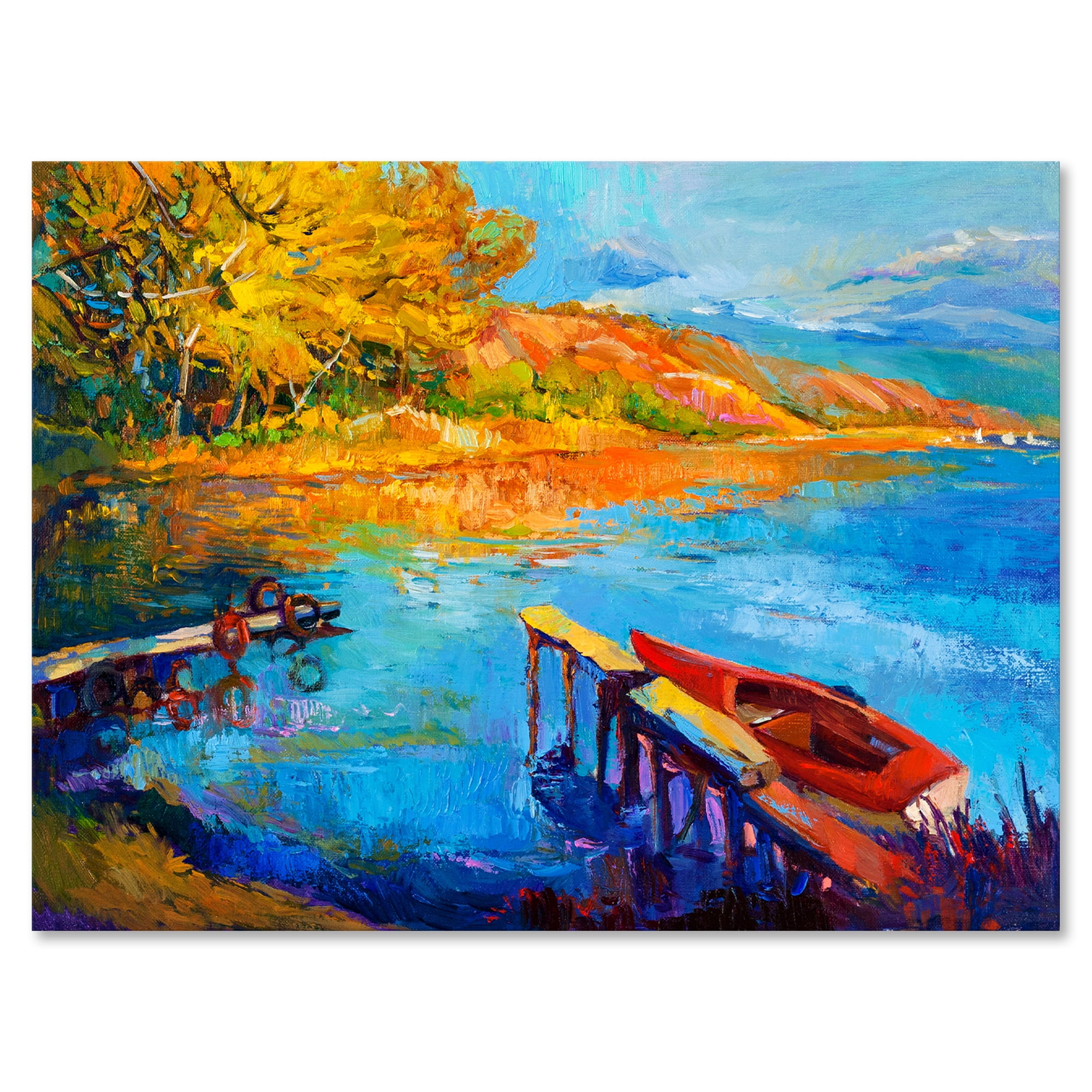 Designart ' The Lake At Sunset Evening Glow II ' Lake House Canvas Wall Art Print
