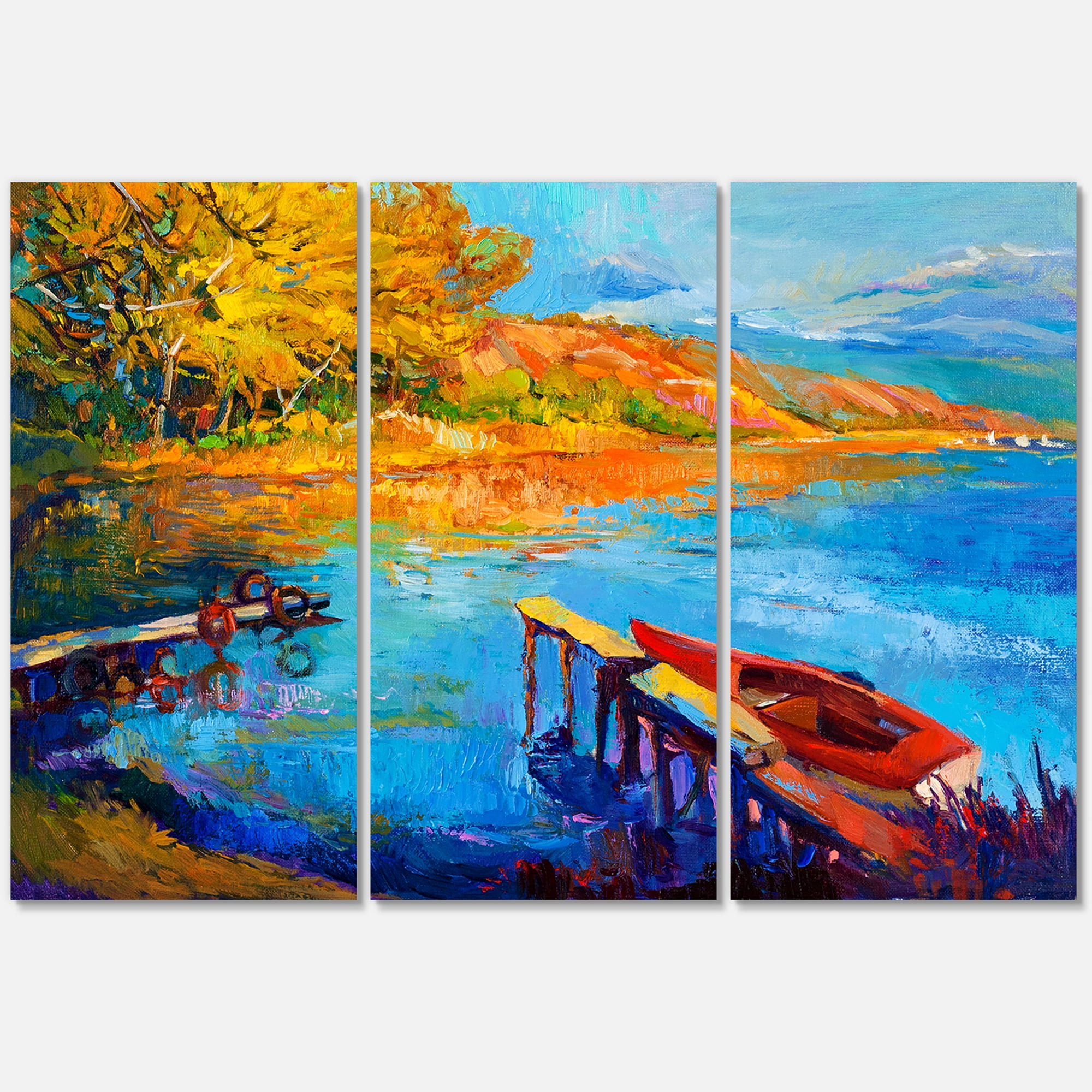 Designart ' The Lake At Sunset Evening Glow II ' Lake House Canvas Wall Art Print