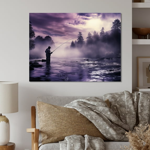 Designart "The Lake Fishing At wall art II" Sports Metal Wall Decor
