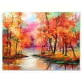 thumbnail image 1 of Designart ' The Lake In Autumn By Colorful Autumn Trees ' Modern Canvas Wall Art Print, 1 of 4