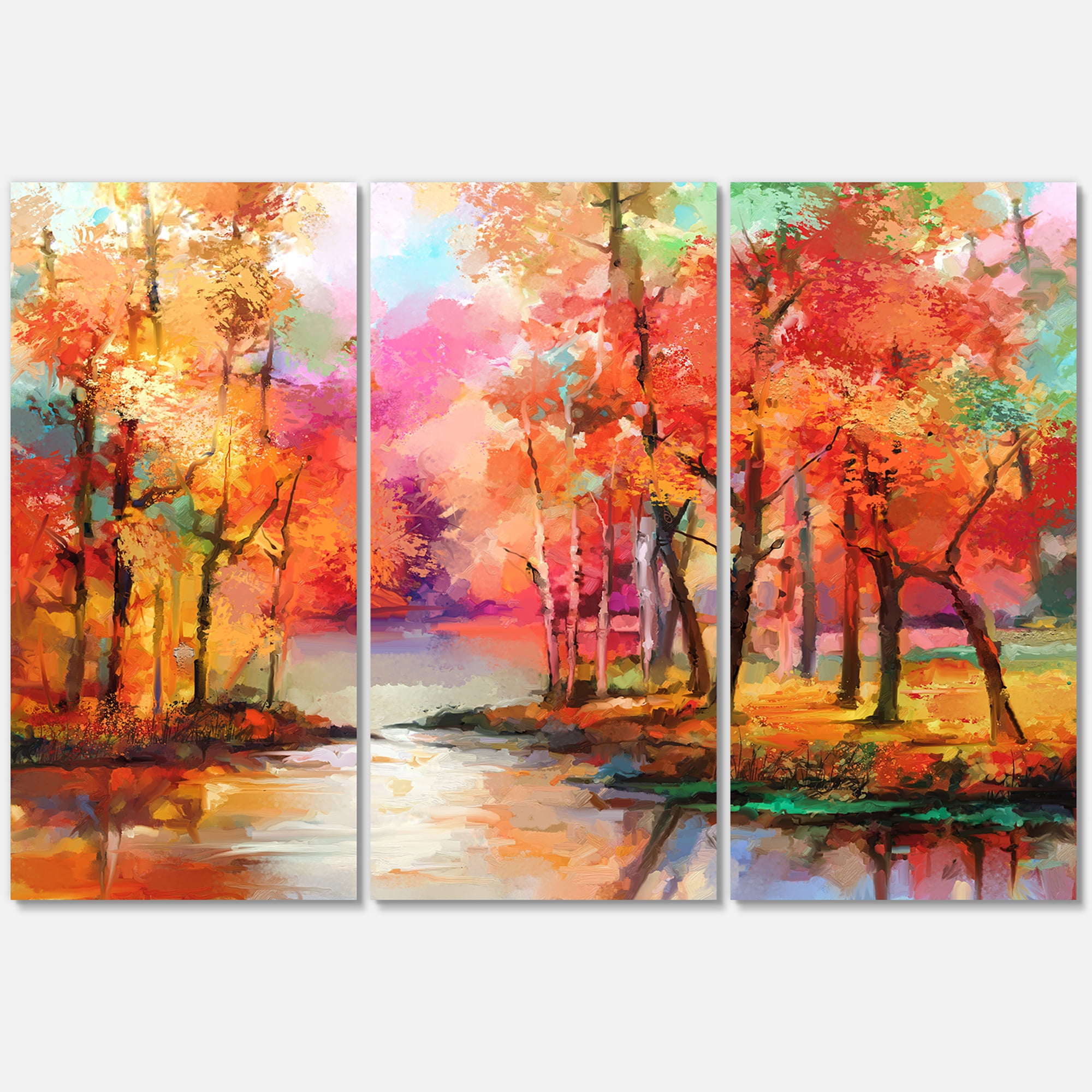 Designart ' The Lake In Autumn By Colorful Autumn Trees ' Modern