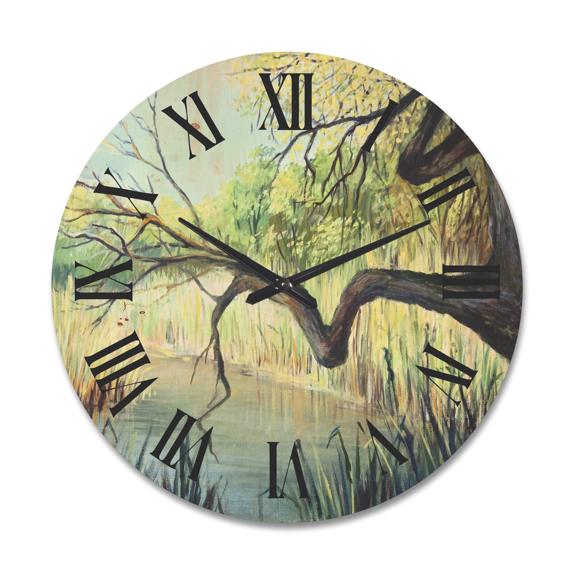 Designart 'The Lake of Silence From The Tree' Lake House Wood Wall Clock