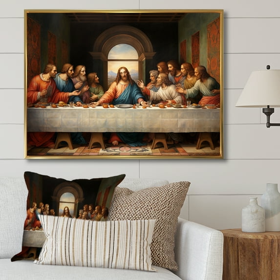 Designart "The Last Supper Of Today A Masterpiece" Spiritual Floater Framed Wall Decor