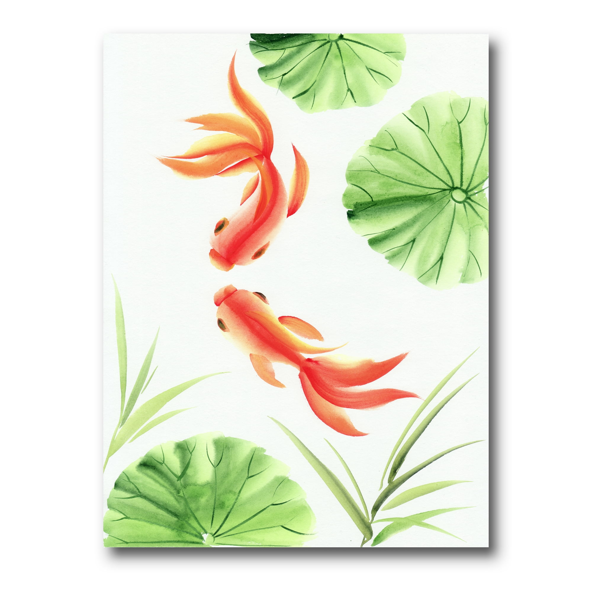 Designart ' The Lotus Leaves With Goldfishes ' Nautical & Coastal Canvas Wall Art Print