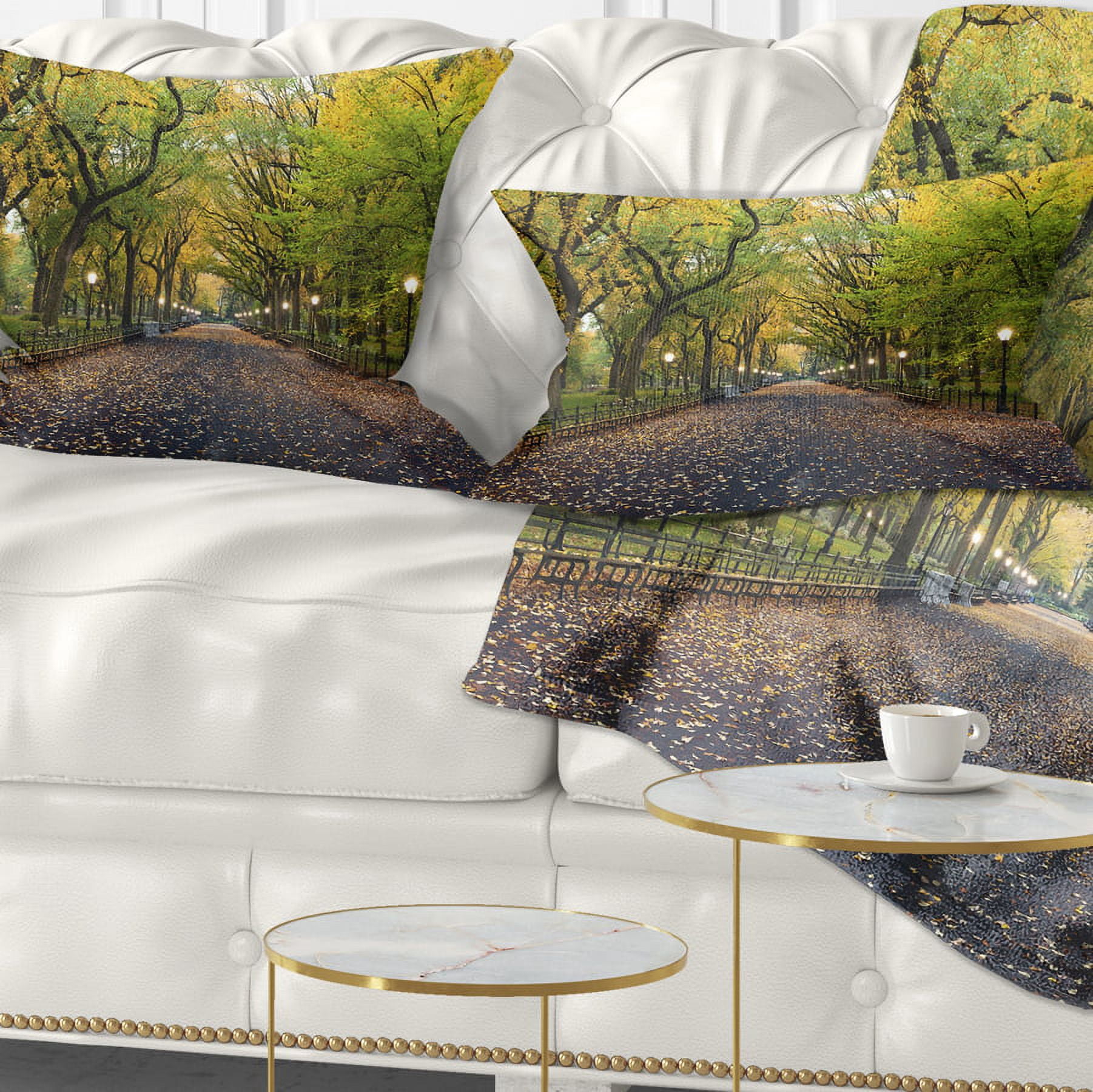 Designart The Mall Area in Central Park - Landscape Printed Throw Pillow - 12x20