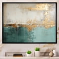 thumbnail image 1 of Designart "The Minimalistic Horizon In Gold And Teal" Abstract Painting Floater Framed Canvas Prints, 1 of 5