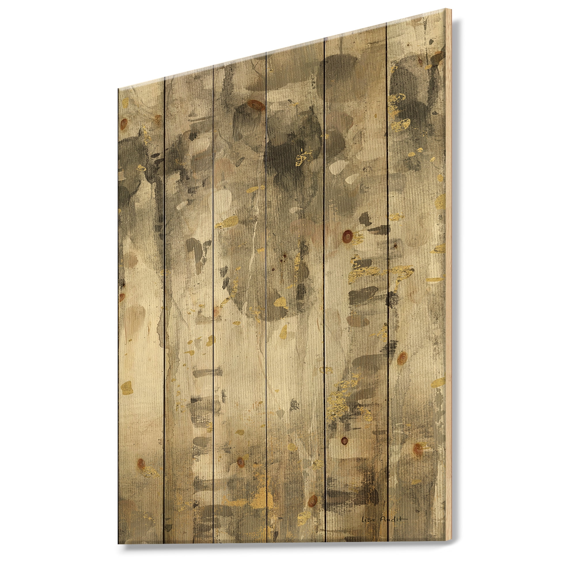 Designart 'The Modern Grey Forest I' Farmhouse Print on Natural Pine Wood