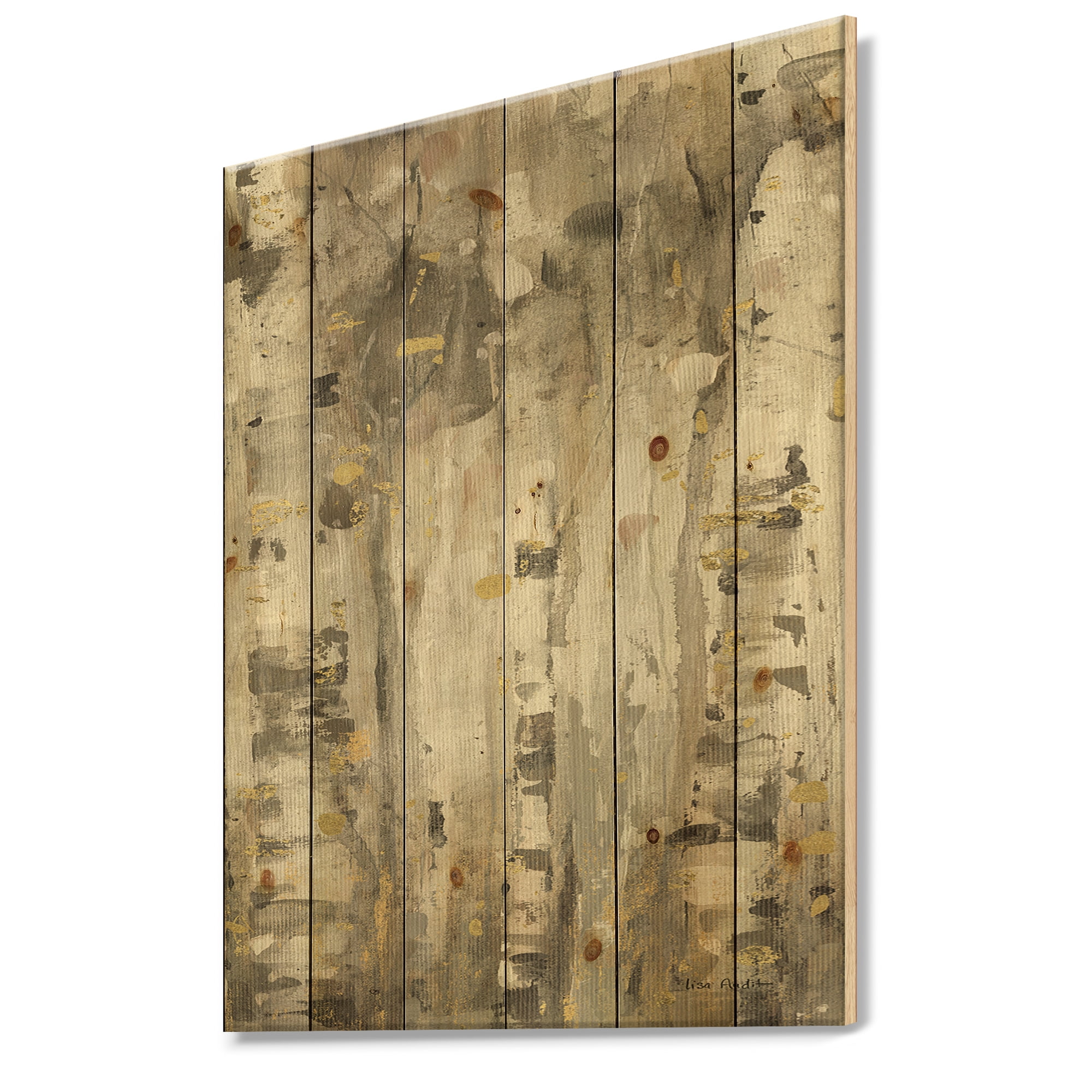 Designart 'The Modern Grey Forest II' Farmhouse Print on Natural Pine Wood
