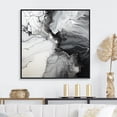 thumbnail image 1 of Designart "The Monochromatic Liquid Ink River" Abstract Liquid Ink Floater Framed Canvas Art Print, 1 of 5