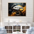 thumbnail image 1 of Designart "The Monochrome Ballet Of Yellow And Grey Fish I" Coastal Coral Under Water Floater Framed Canvas Art Print, 1 of 5