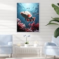 thumbnail image 1 of Designart "The Monochrome Dance Of Red And Grey Fish" Coastal Coral Under Water Floater Framed Wall Art Prints, 1 of 5