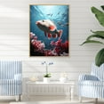 thumbnail image 1 of Designart "The Monochrome Dance Of Red And Grey Fish" Coastal Coral Under Water Floater Framed Wall Art Prints, 1 of 5
