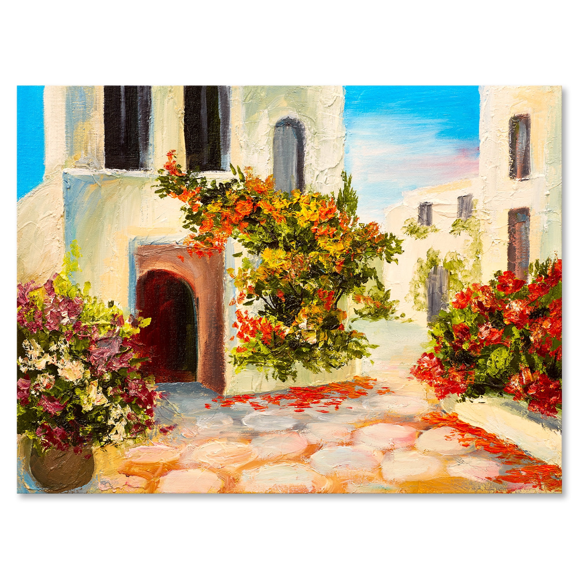 Designart ' The Mountain With Flowers With Little House I ' Nautical & Coastal Canvas Wall Art Print
