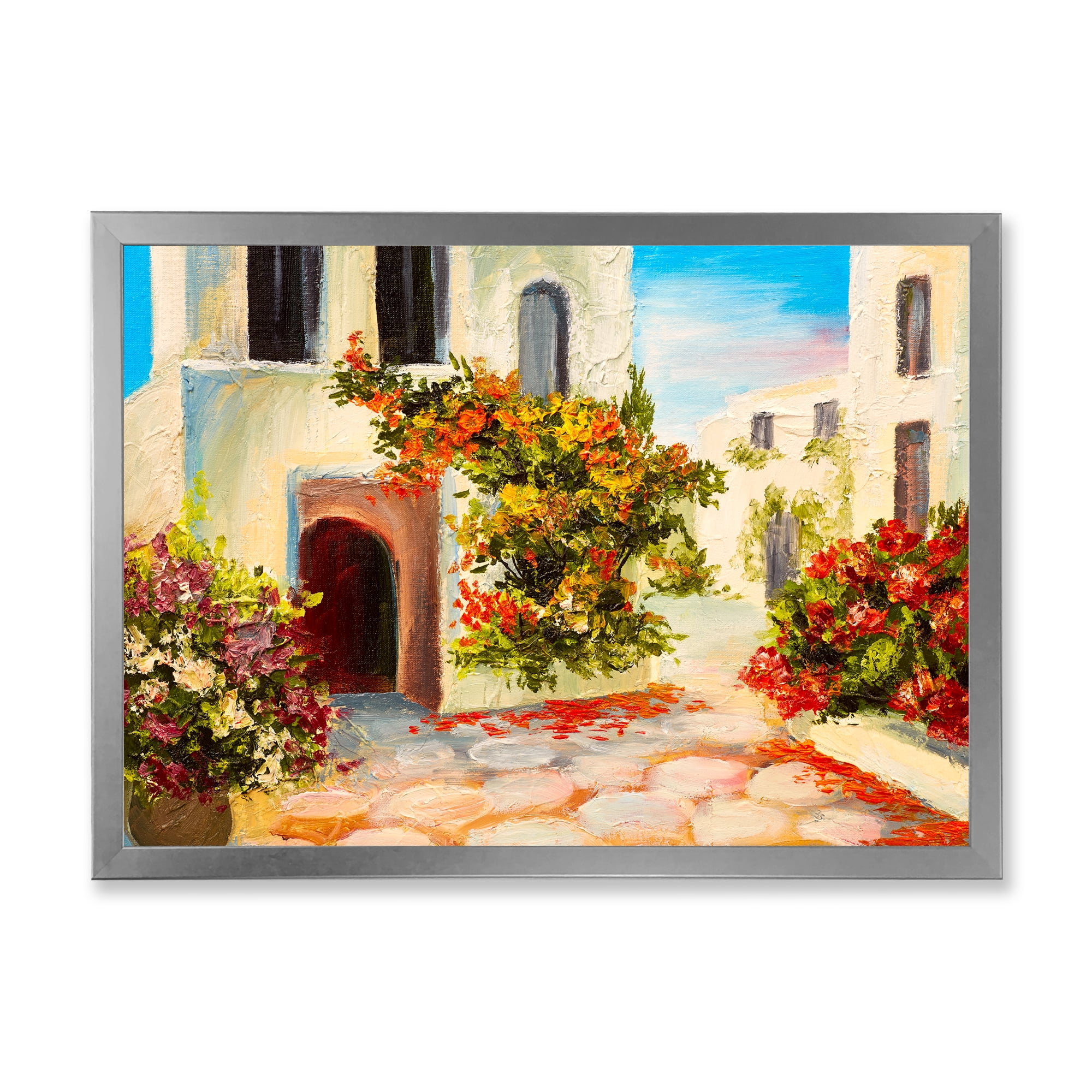 Designart 'The Mountain With Flowers With Little House I' Nautical & Coastal Framed Art Print