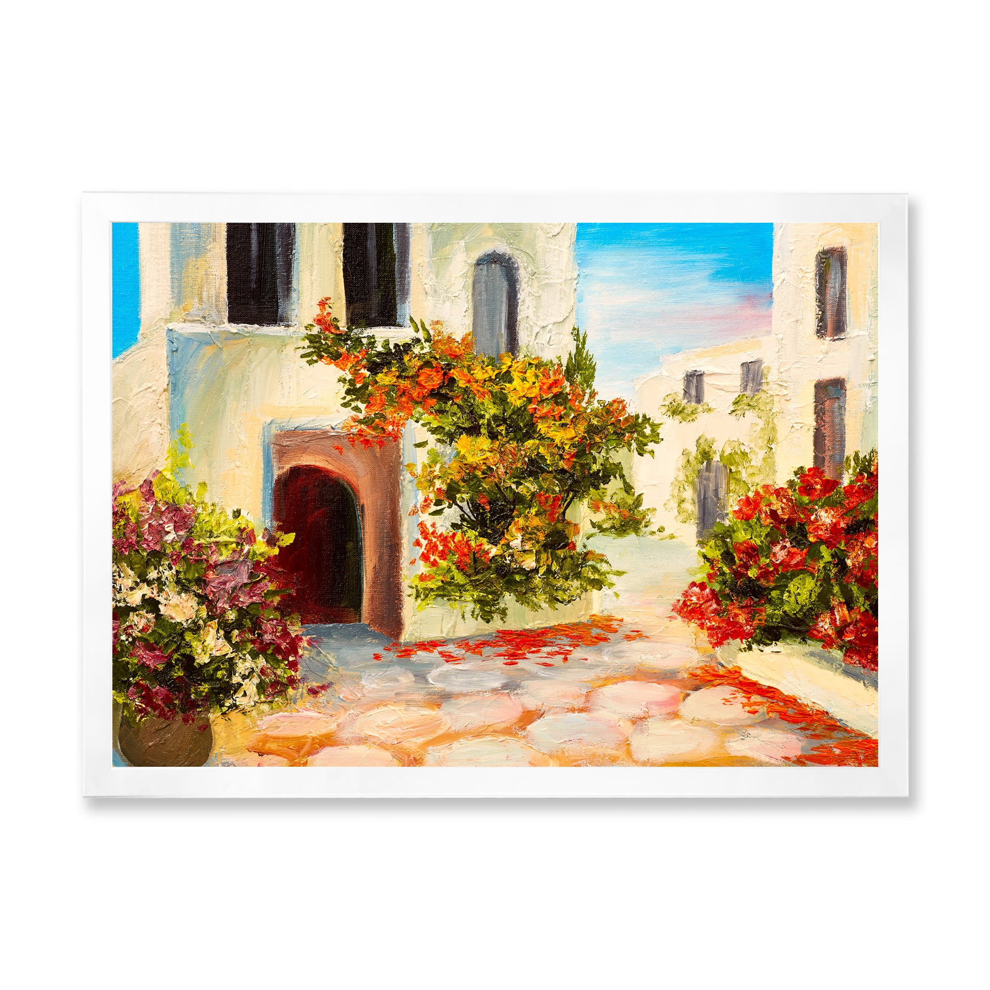 Designart 'The Mountain With Flowers With Little House I' Nautical & Coastal Framed Art Print