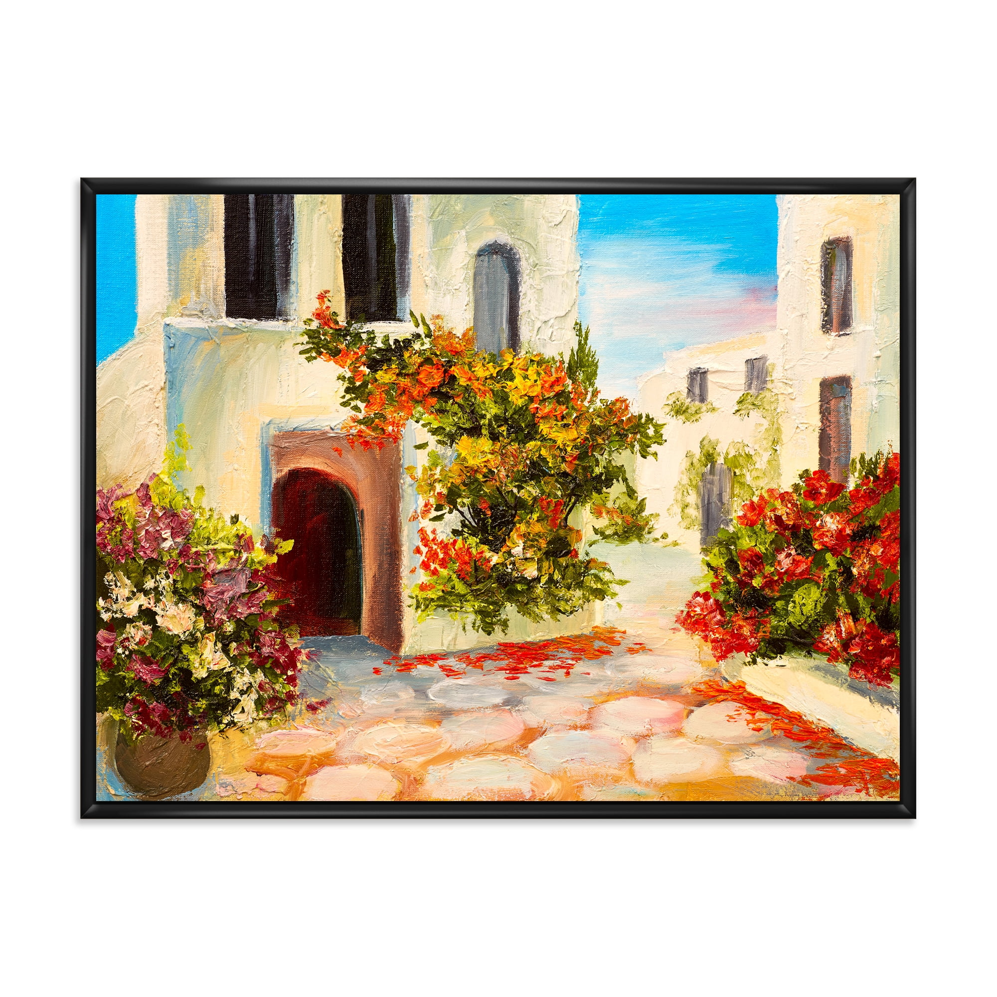 Designart 'The Mountain With Flowers With Little House I' Nautical & Coastal Framed Canvas Wall Art Print
