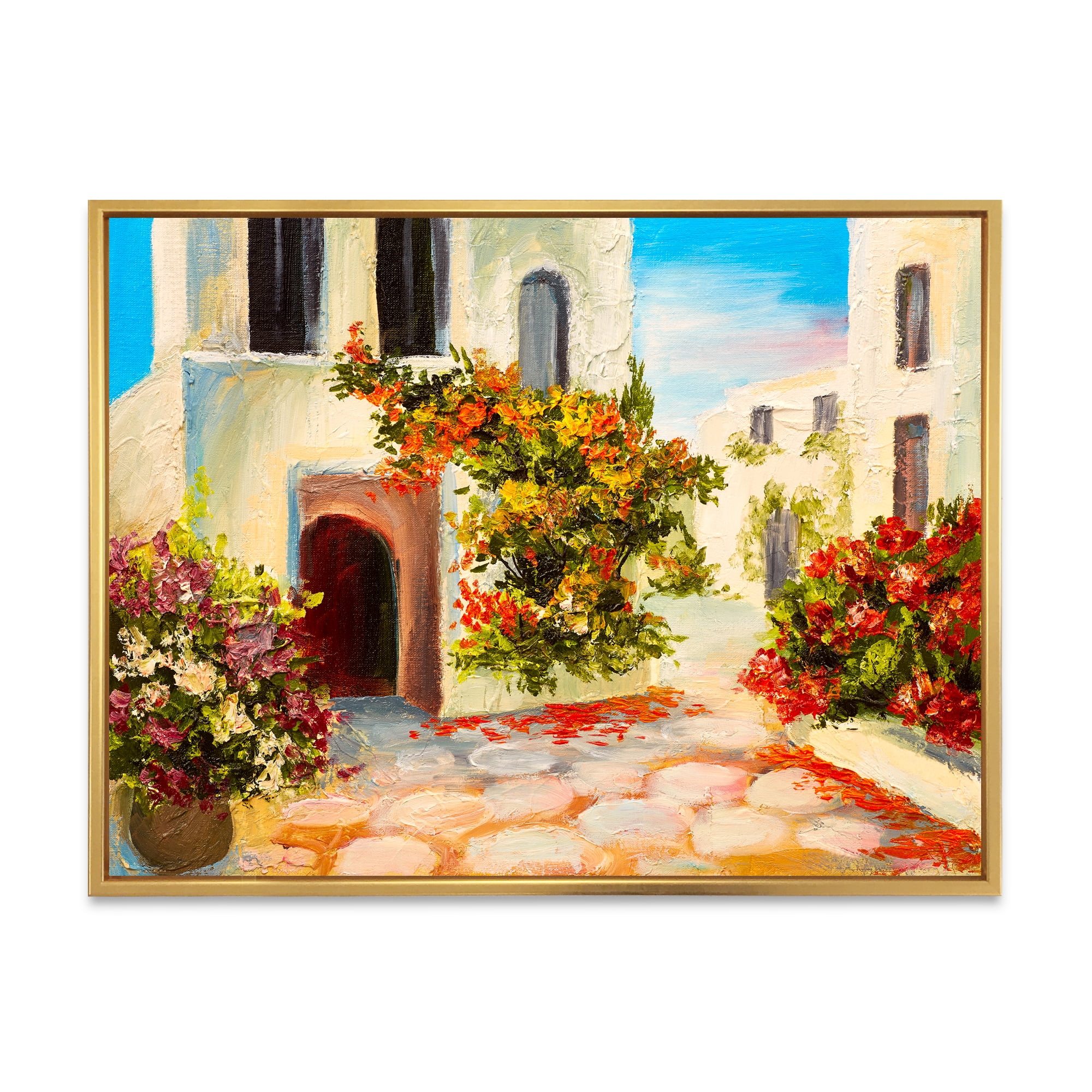 Designart 'The Mountain With Flowers With Little House I' Nautical & Coastal Framed Canvas Wall Art Print