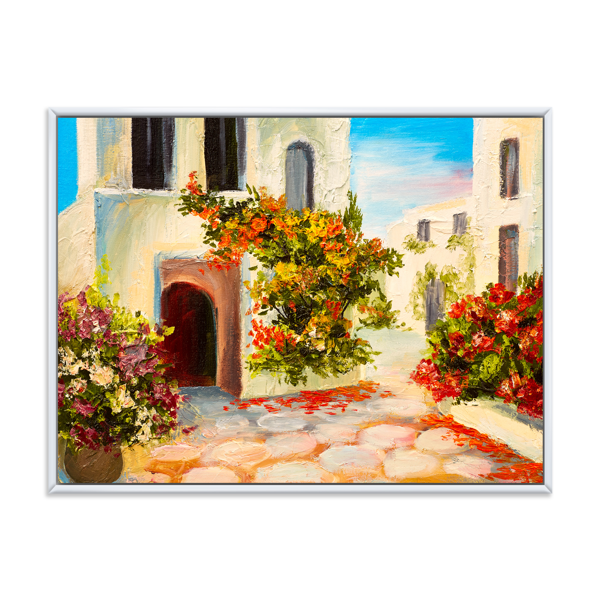 Designart 'The Mountain With Flowers With Little House I' Nautical & Coastal Framed Canvas Wall Art Print
