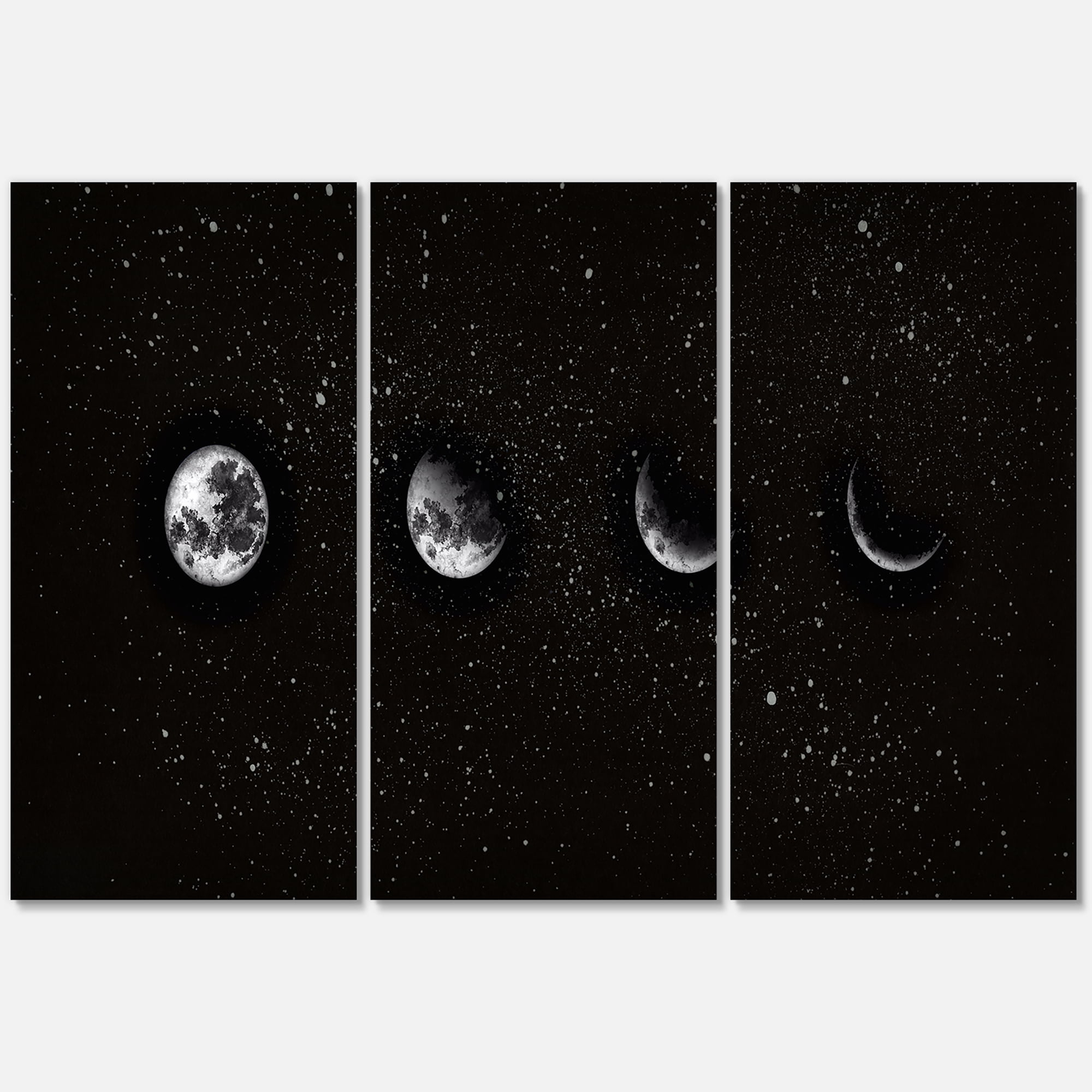 Designart ' The Night Sky With Moon Phases ' Modern Canvas Wall Art Print