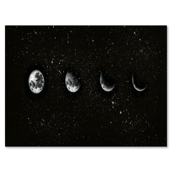 Designart ' The Night Sky With Moon Phases ' Modern Canvas Wall Art Print