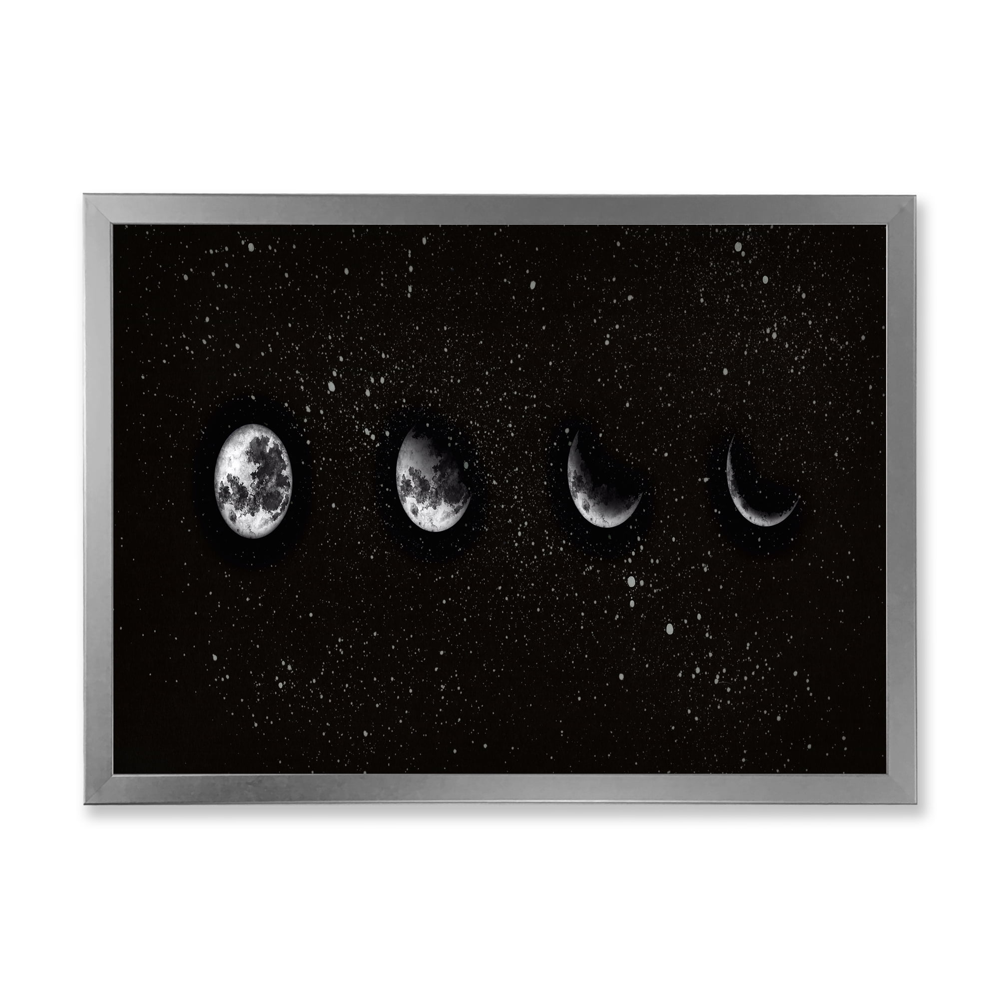Designart 'The Night Sky With Moon Phases' Modern Framed Art Print