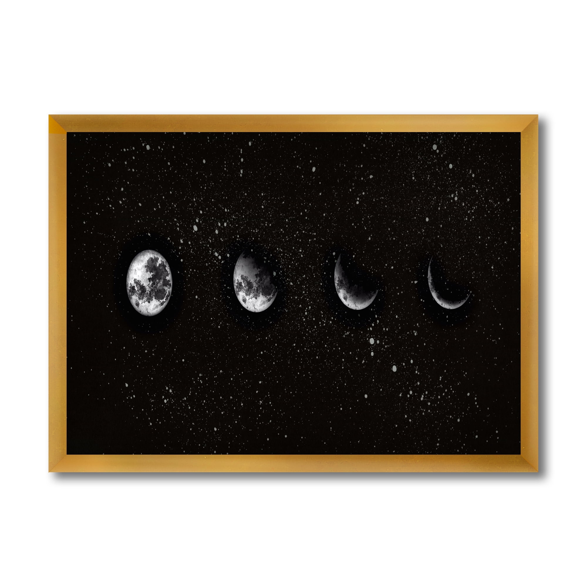 Designart 'The Night Sky With Moon Phases' Modern Framed Art Print