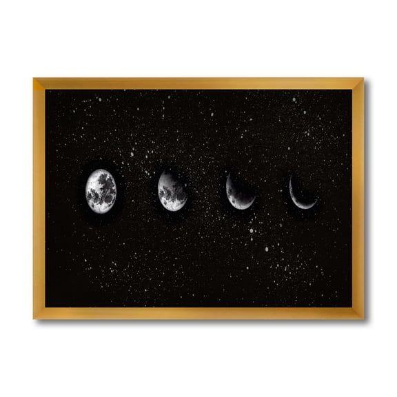 Designart 'The Night Sky With Moon Phases' Modern Framed Art Print