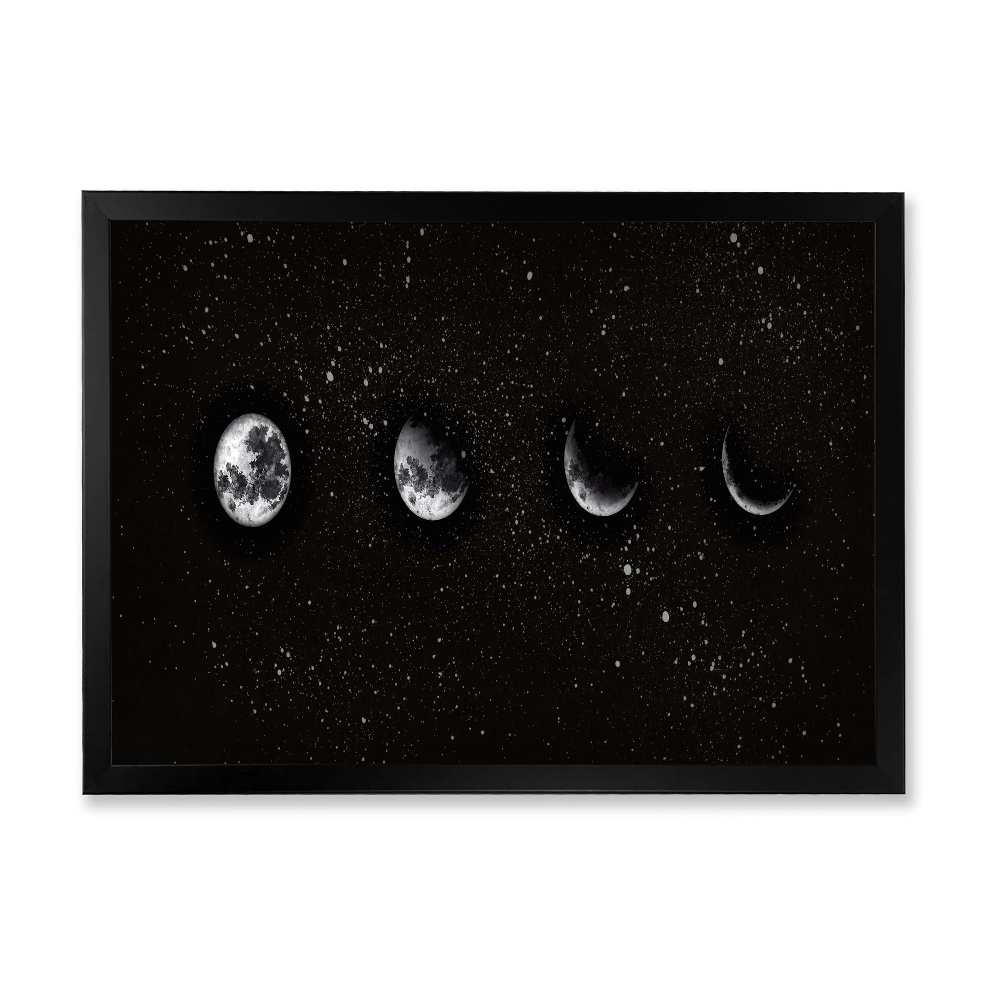 Designart 'The Night Sky With Moon Phases' Modern Framed Art Print